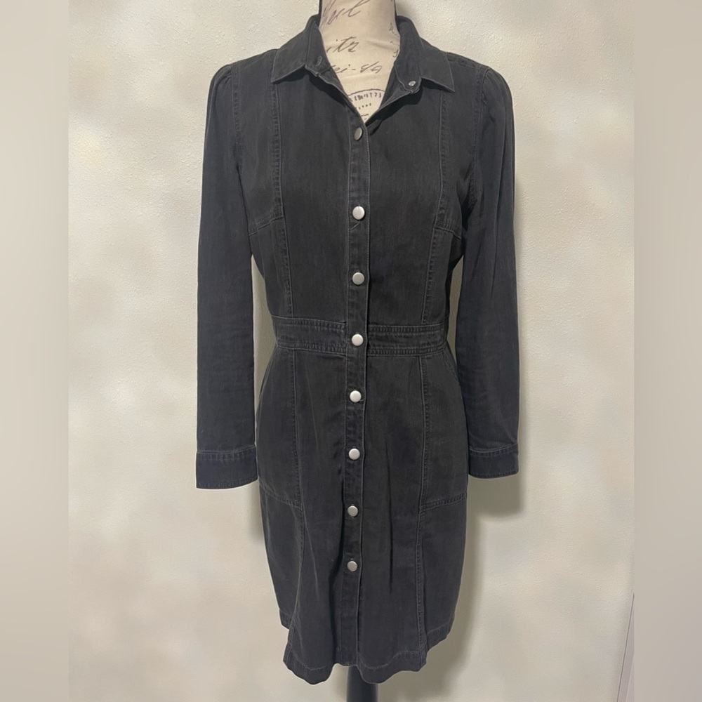 UNTUCKit Annie Dark Gray Collar Knee-Length Shirt Dress EUC